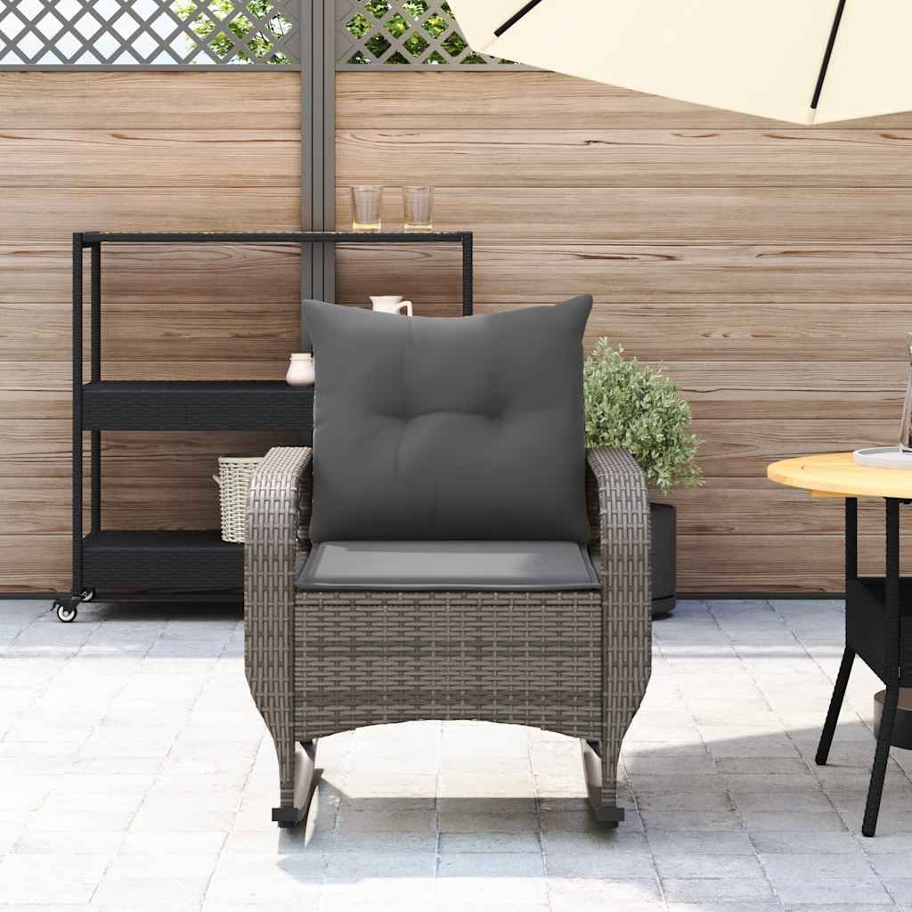 Tuinschommelstoel met kussens poly rattan grijs is nu te koop bij PeponiXL, paradijselijk wonen!