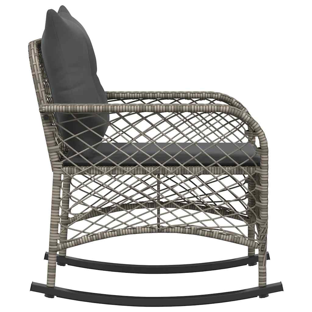 Tuinschommelstoel met kussens poly rattan grijs is nu te koop bij PeponiXL, paradijselijk wonen!