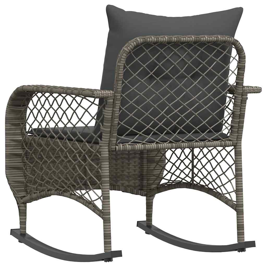 Tuinschommelstoel met kussens poly rattan grijs is nu te koop bij PeponiXL, paradijselijk wonen!