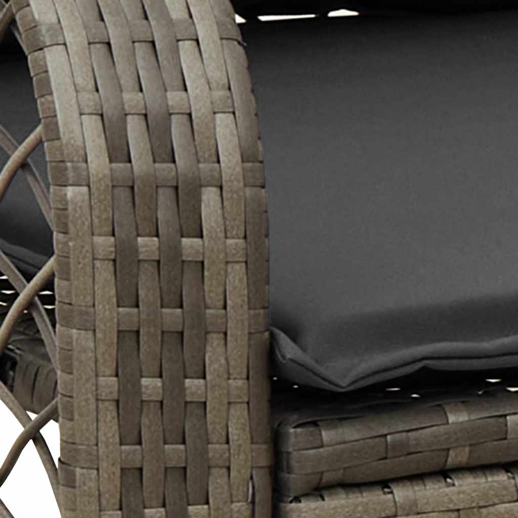 Tuinschommelstoel met kussens poly rattan grijs is nu te koop bij PeponiXL, paradijselijk wonen!