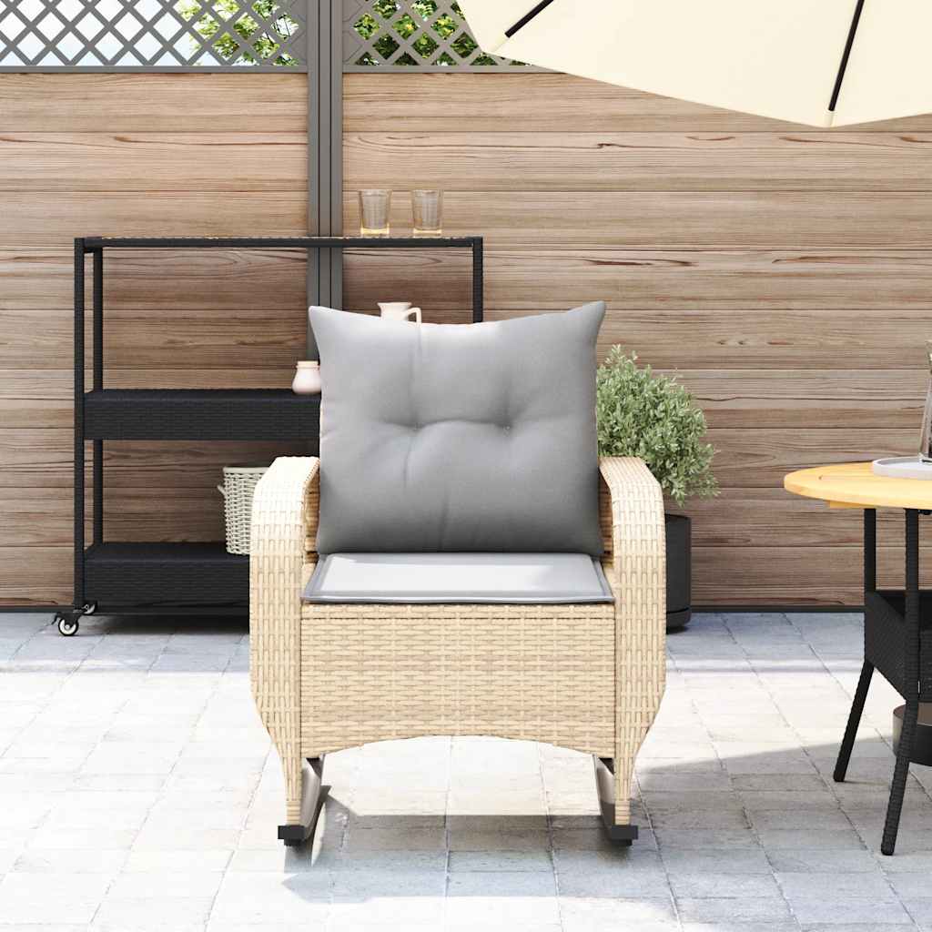 Tuinschommelstoel met kussens poly rattan beige is nu te koop bij PeponiXL, paradijselijk wonen!