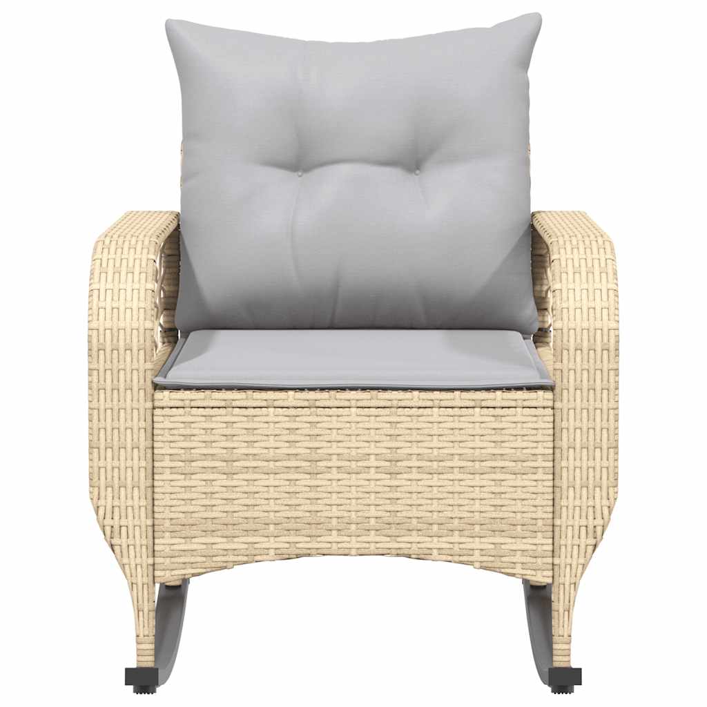 Tuinschommelstoel met kussens poly rattan beige is nu te koop bij PeponiXL, paradijselijk wonen!
