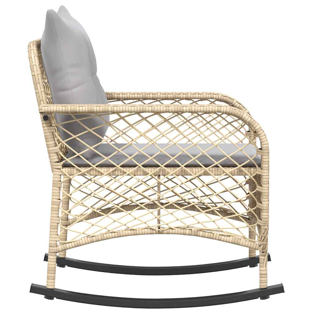 Tuinschommelstoel met kussens poly rattan beige is nu te koop bij PeponiXL, paradijselijk wonen!
