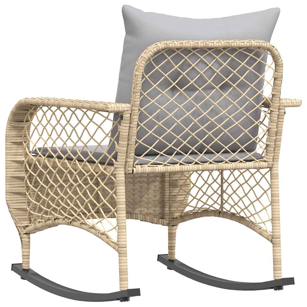 Tuinschommelstoel met kussens poly rattan beige is nu te koop bij PeponiXL, paradijselijk wonen!