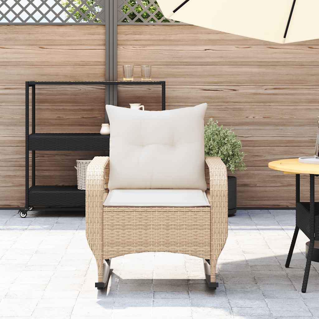 Tuinschommelstoel met kussens poly rattan beige is nu te koop bij PeponiXL, paradijselijk wonen!