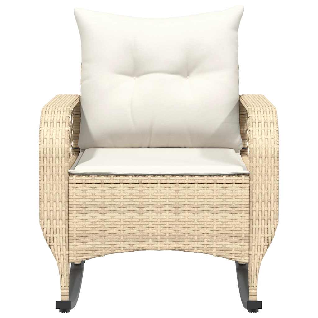 Tuinschommelstoel met kussens poly rattan beige is nu te koop bij PeponiXL, paradijselijk wonen!