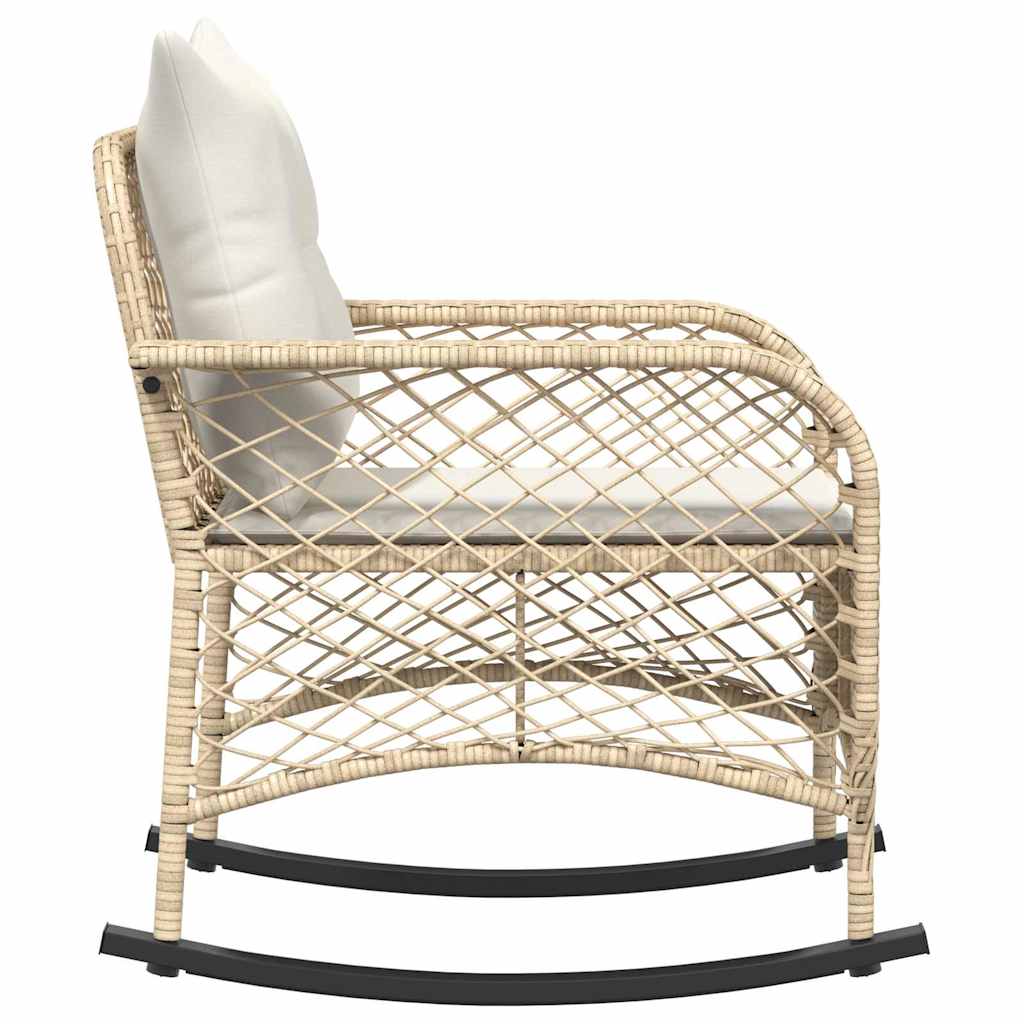 Tuinschommelstoel met kussens poly rattan beige is nu te koop bij PeponiXL, paradijselijk wonen!