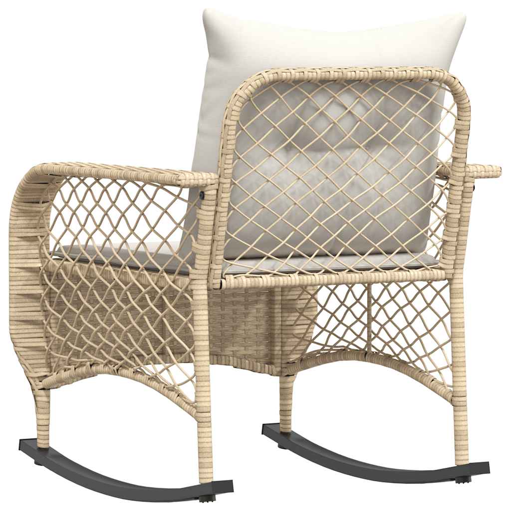 Tuinschommelstoel met kussens poly rattan beige is nu te koop bij PeponiXL, paradijselijk wonen!