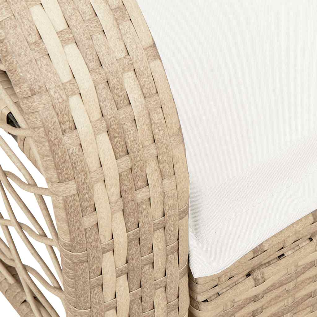 Tuinschommelstoel met kussens poly rattan beige is nu te koop bij PeponiXL, paradijselijk wonen!
