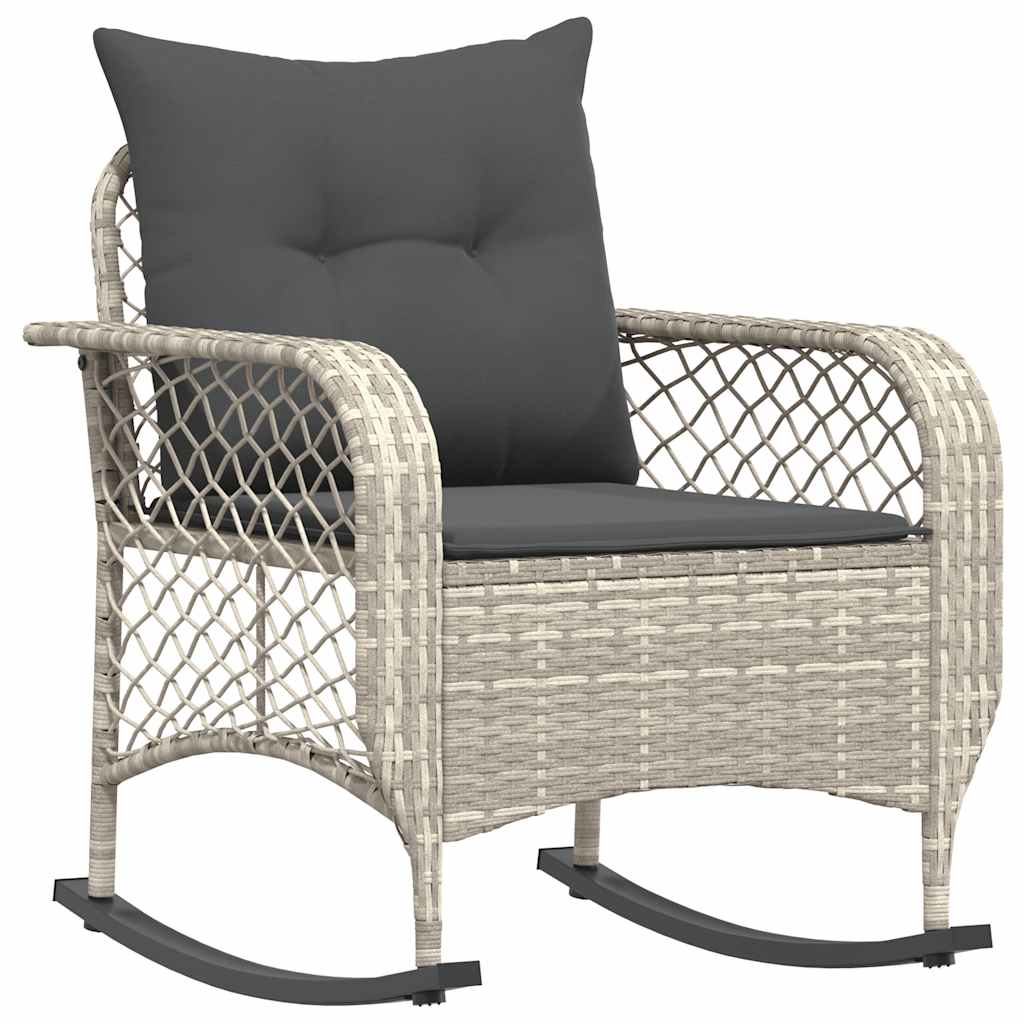 Tuinschommelstoel met kussens poly rattan lichtgrijs is nu te koop bij PeponiXL, paradijselijk wonen!