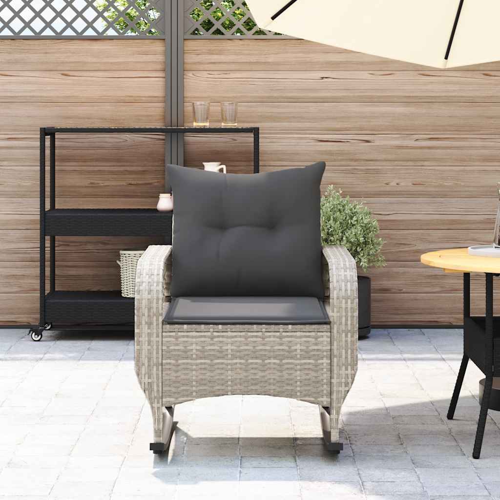 Tuinschommelstoel met kussens poly rattan lichtgrijs is nu te koop bij PeponiXL, paradijselijk wonen!