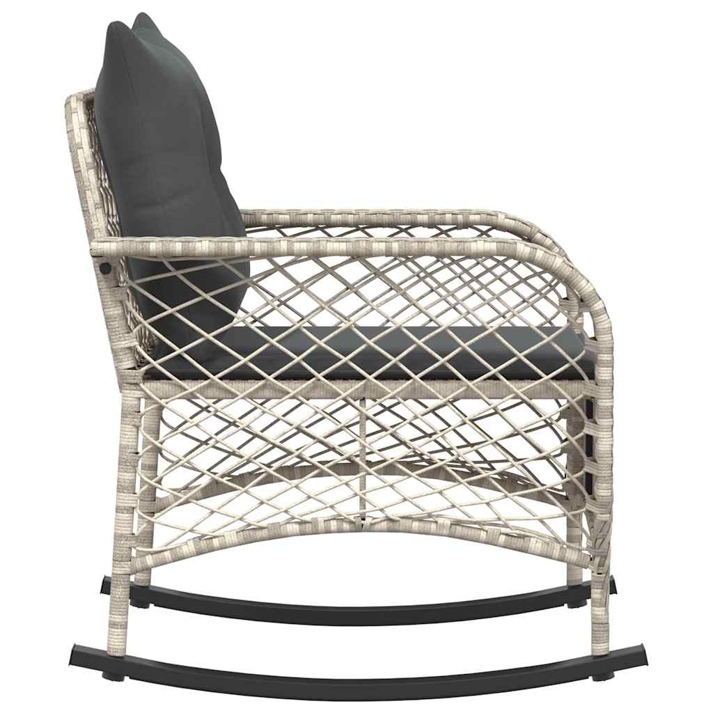 Tuinschommelstoel met kussens poly rattan lichtgrijs is nu te koop bij PeponiXL, paradijselijk wonen!