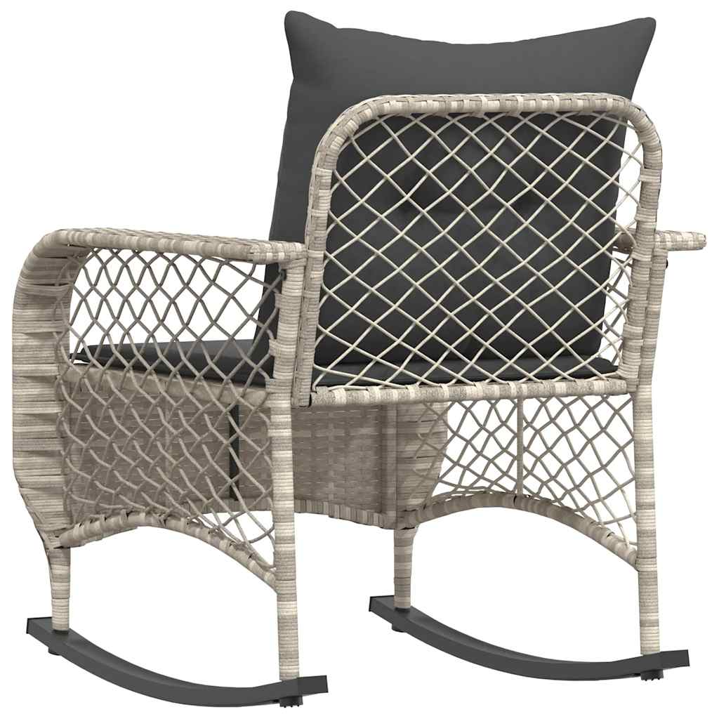 Tuinschommelstoel met kussens poly rattan lichtgrijs is nu te koop bij PeponiXL, paradijselijk wonen!