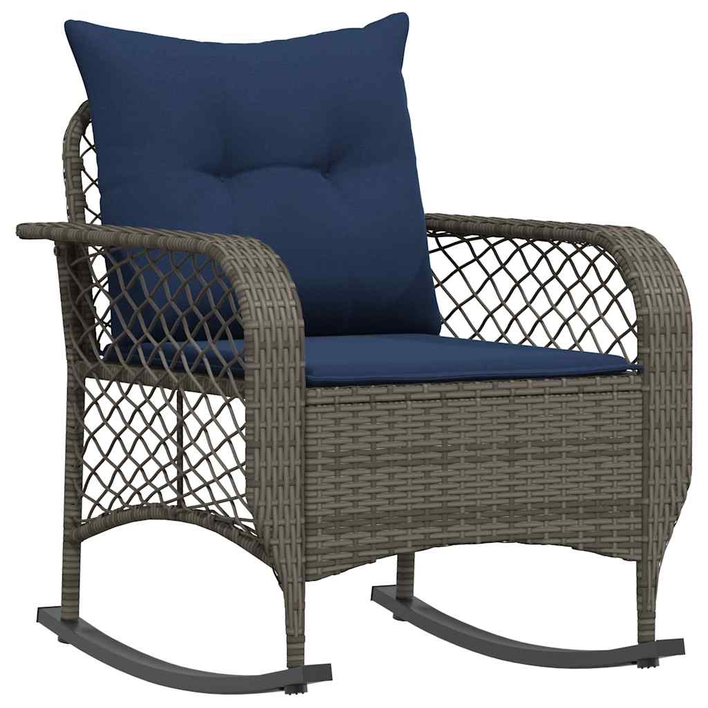 Tuinschommelstoel met kussens poly rattan grijs is nu te koop bij PeponiXL, paradijselijk wonen!