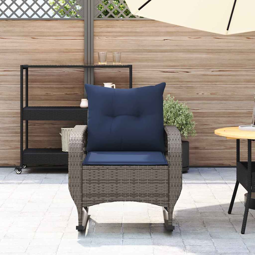 Tuinschommelstoel met kussens poly rattan grijs is nu te koop bij PeponiXL, paradijselijk wonen!
