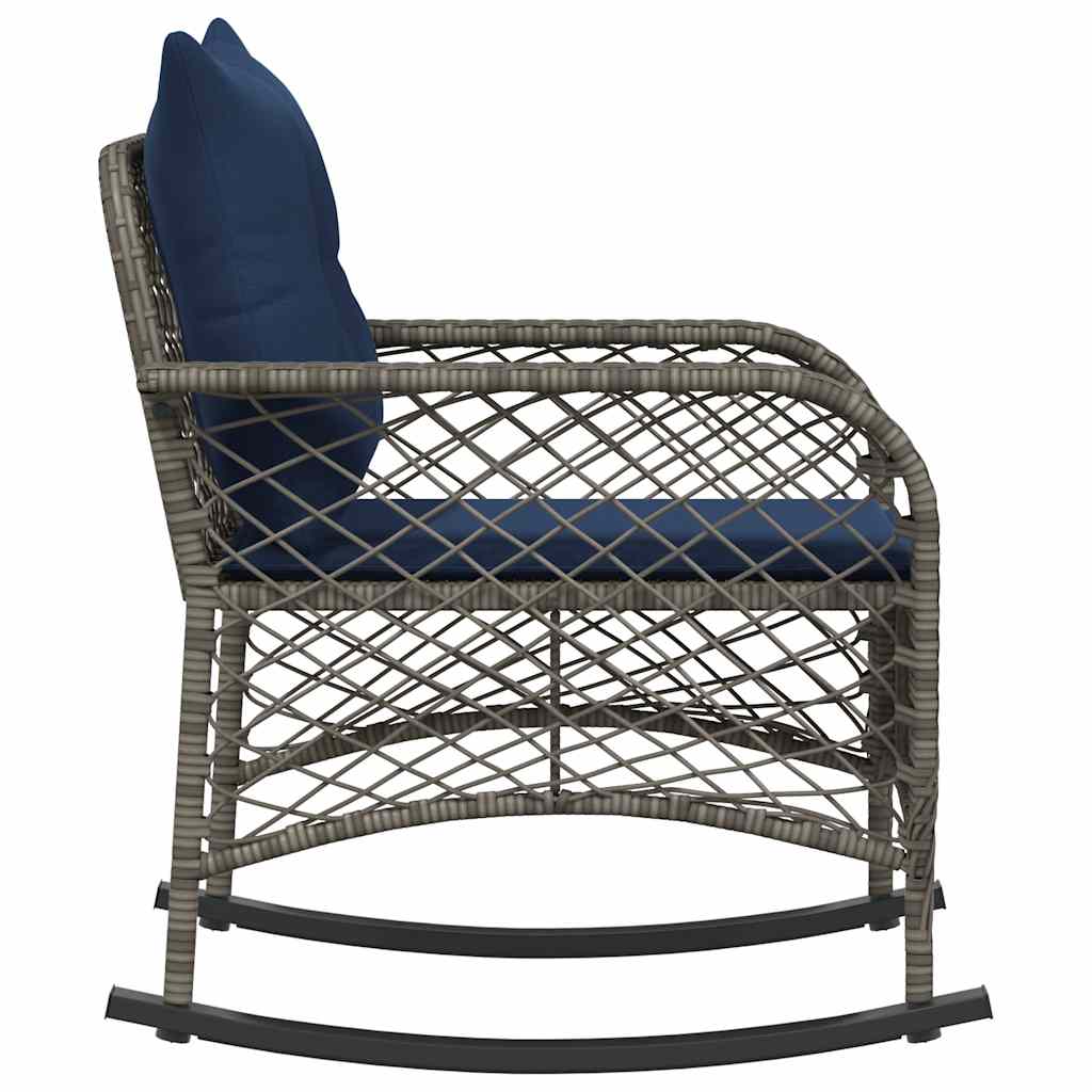 Tuinschommelstoel met kussens poly rattan grijs is nu te koop bij PeponiXL, paradijselijk wonen!