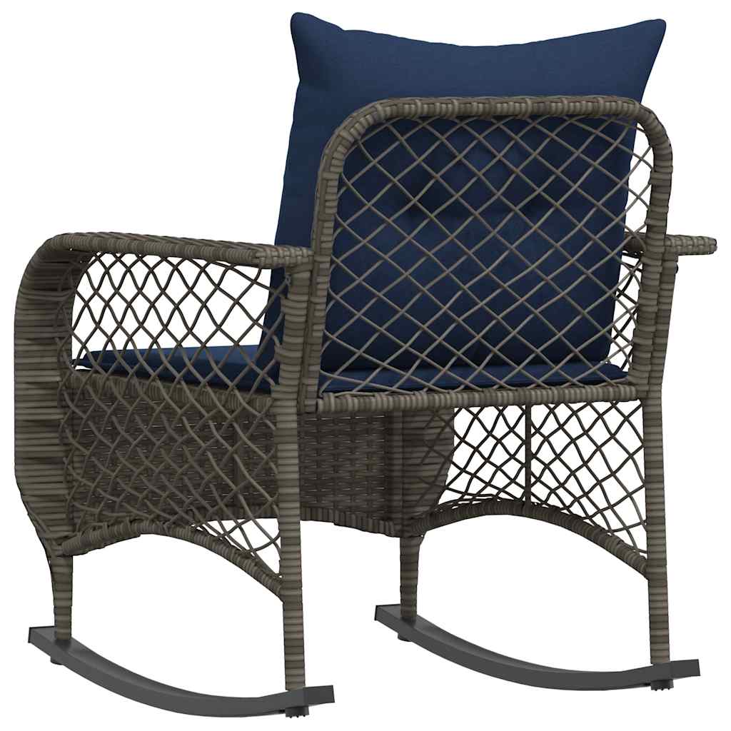 Tuinschommelstoel met kussens poly rattan grijs is nu te koop bij PeponiXL, paradijselijk wonen!