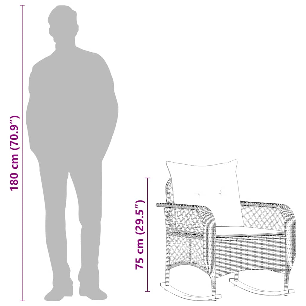 Tuinschommelstoel met kussens poly rattan grijs is nu te koop bij PeponiXL, paradijselijk wonen!