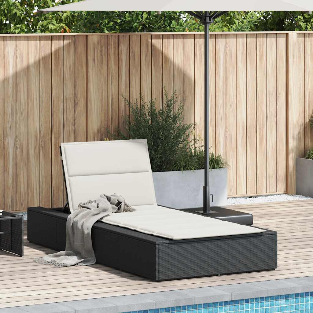 Ligbed met zwevend kussen poly rattan zwart is nu te koop bij PeponiXL, paradijselijk wonen!