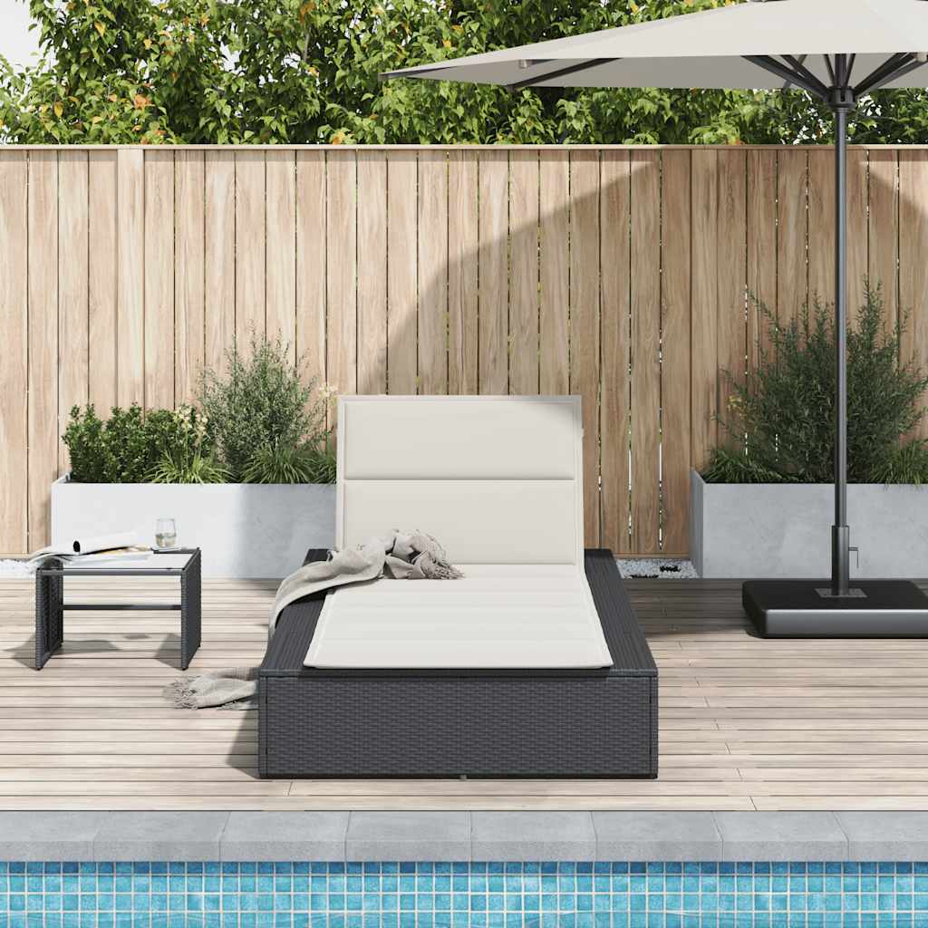 Ligbed met zwevend kussen poly rattan zwart is nu te koop bij PeponiXL, paradijselijk wonen!