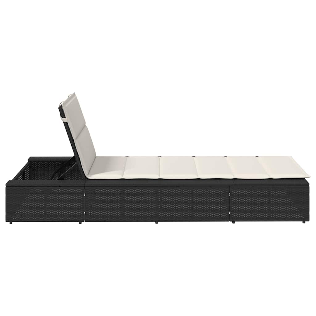 Ligbed met zwevend kussen poly rattan zwart is nu te koop bij PeponiXL, paradijselijk wonen!