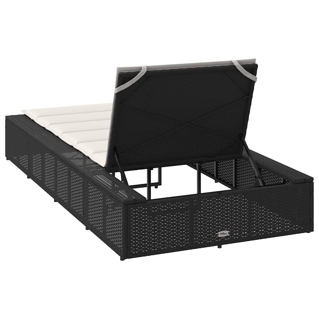 Ligbed met zwevend kussen poly rattan zwart is nu te koop bij PeponiXL, paradijselijk wonen!