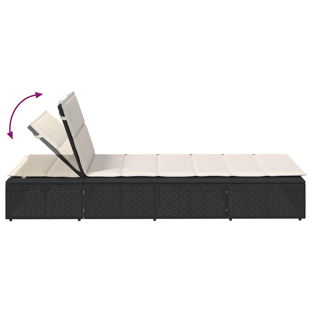 Ligbed met zwevend kussen poly rattan zwart is nu te koop bij PeponiXL, paradijselijk wonen!