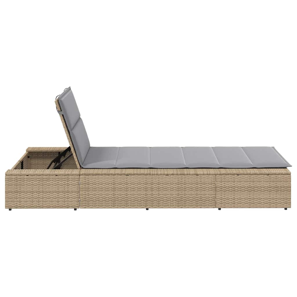 Ligbed met zwevend kussen poly rattan beige is nu te koop bij PeponiXL, paradijselijk wonen!