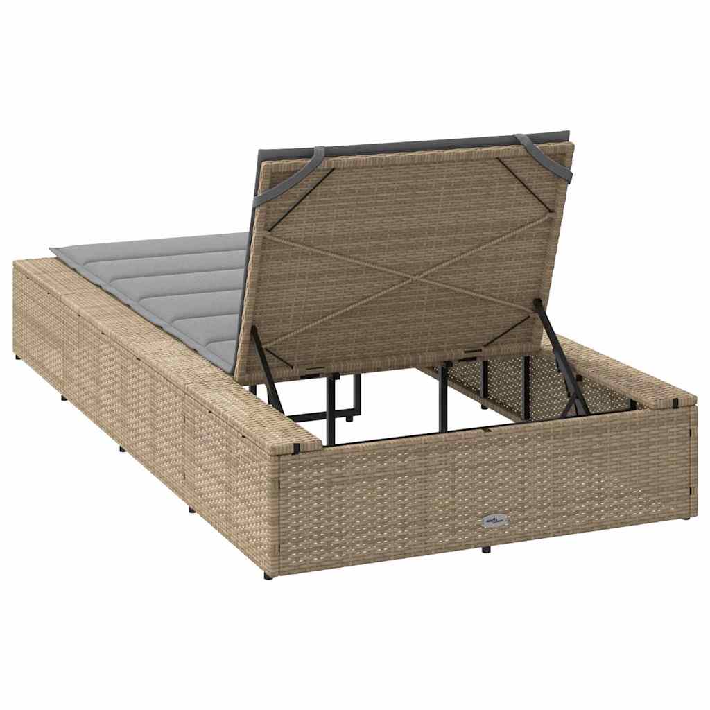 Ligbed met zwevend kussen poly rattan beige is nu te koop bij PeponiXL, paradijselijk wonen!