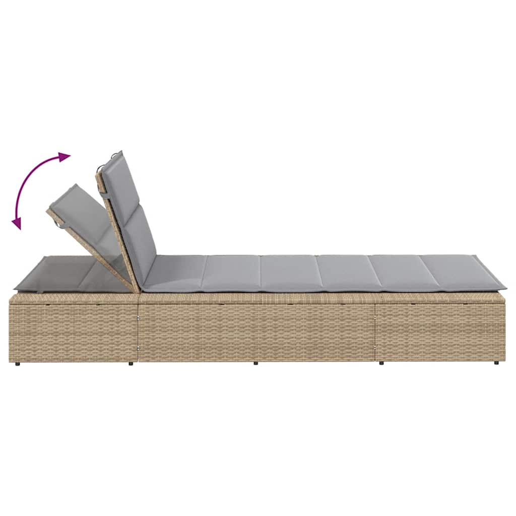 Ligbed met zwevend kussen poly rattan beige is nu te koop bij PeponiXL, paradijselijk wonen!