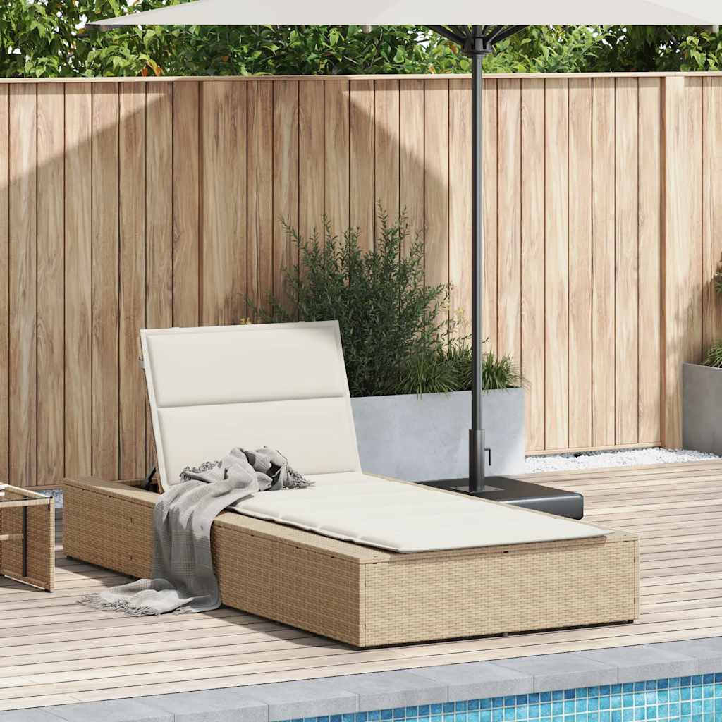 Ligbed met zwevend kussen poly rattan beige is nu te koop bij PeponiXL, paradijselijk wonen!
