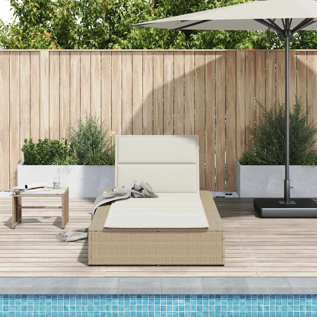 Ligbed met zwevend kussen poly rattan beige is nu te koop bij PeponiXL, paradijselijk wonen!