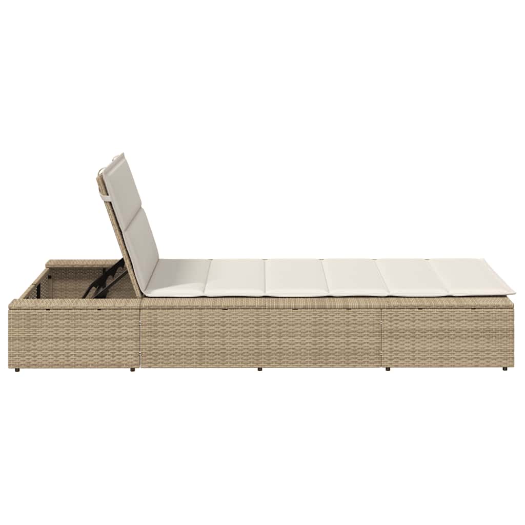 Ligbed met zwevend kussen poly rattan beige is nu te koop bij PeponiXL, paradijselijk wonen!