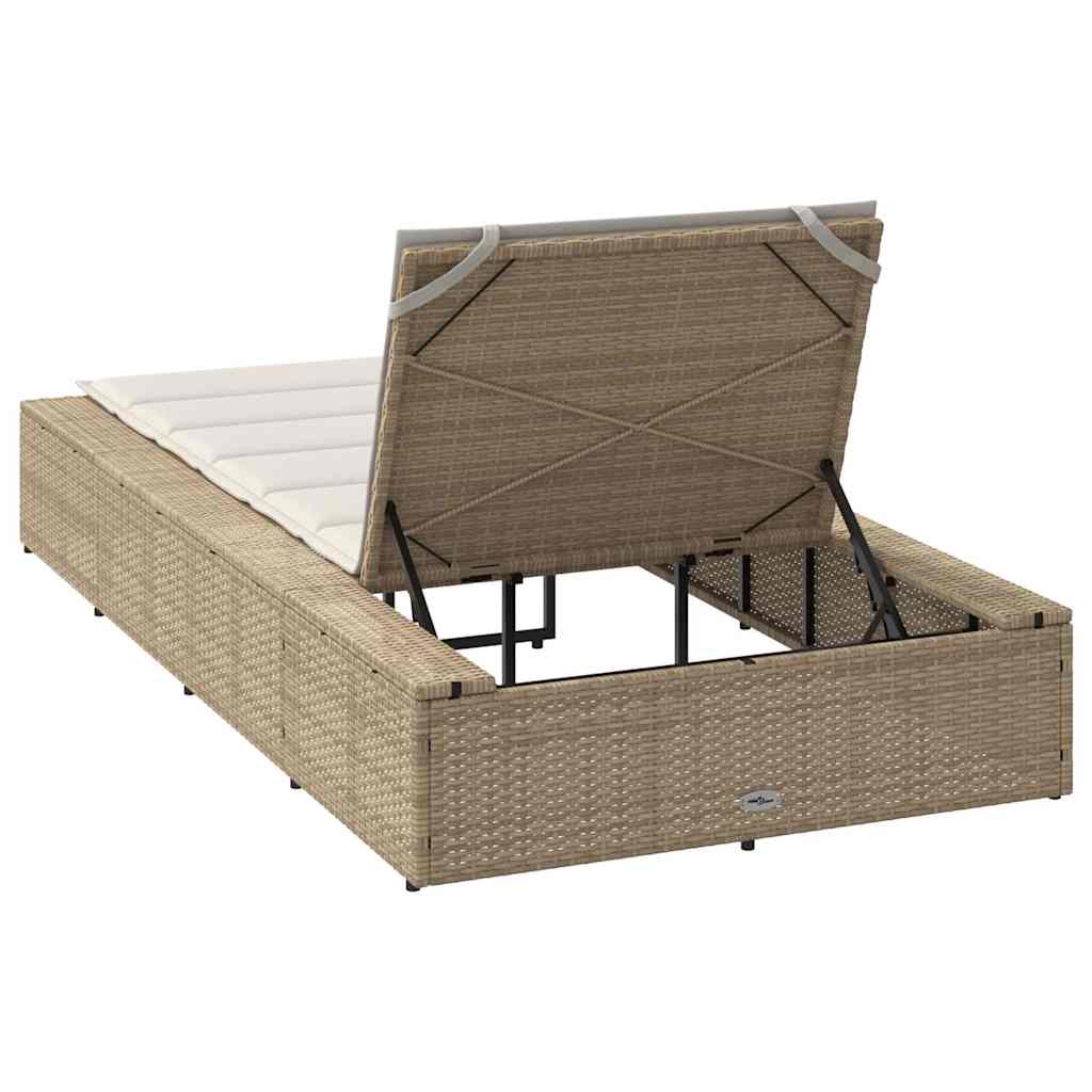 Ligbed met zwevend kussen poly rattan beige is nu te koop bij PeponiXL, paradijselijk wonen!