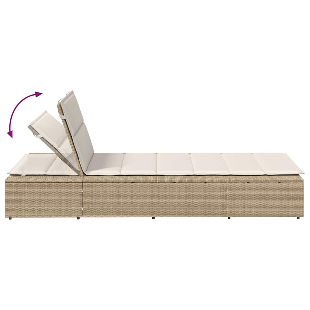 Ligbed met zwevend kussen poly rattan beige is nu te koop bij PeponiXL, paradijselijk wonen!