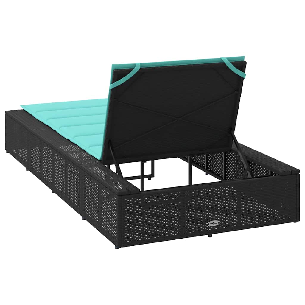 Ligbed met zwevend kussen poly rattan zwart is nu te koop bij PeponiXL, paradijselijk wonen!