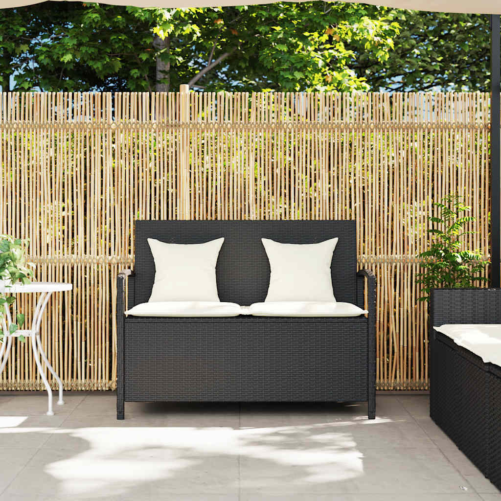 Tuinbank met kussen poly rattan zwart is nu te koop bij PeponiXL, paradijselijk wonen!