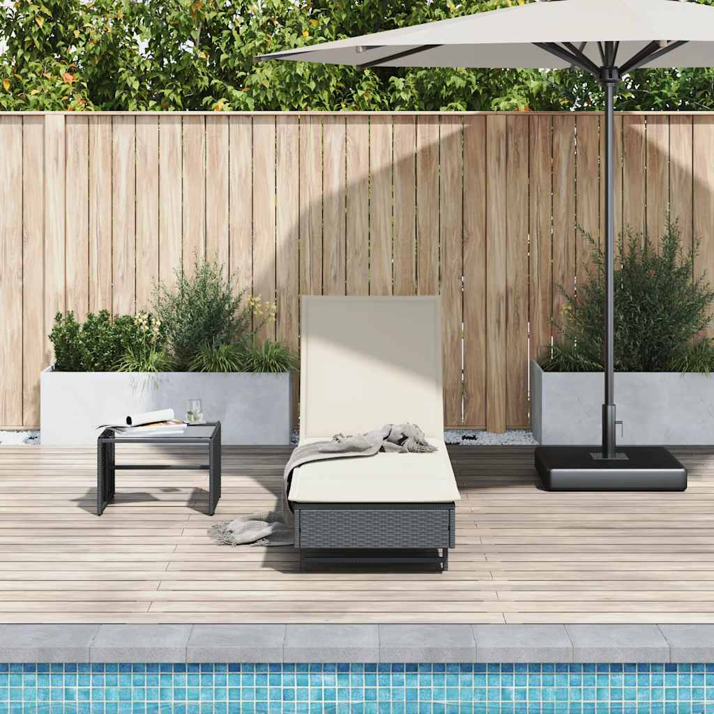 Ligbed met wielen en kussen poly rattan zwart is nu te koop bij PeponiXL, paradijselijk wonen!
