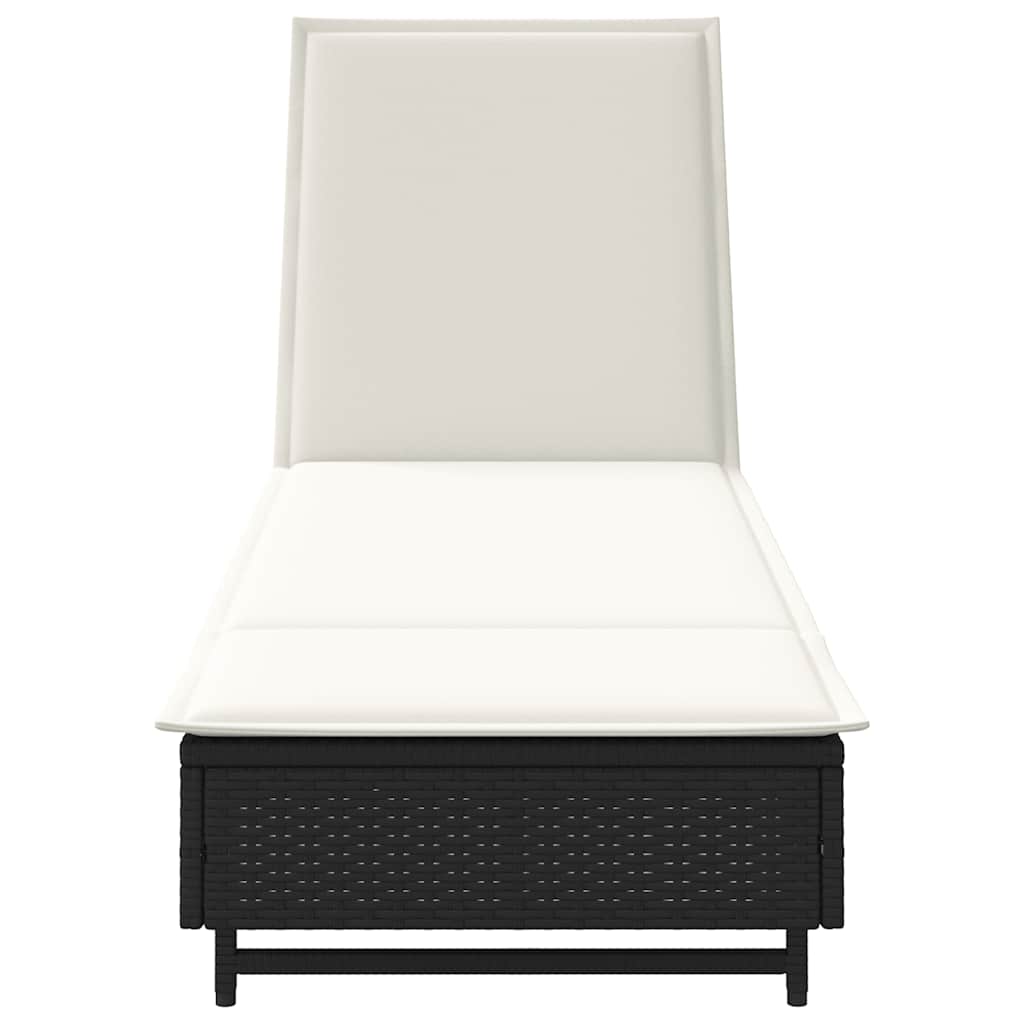 Ligbed met wielen en kussen poly rattan zwart is nu te koop bij PeponiXL, paradijselijk wonen!