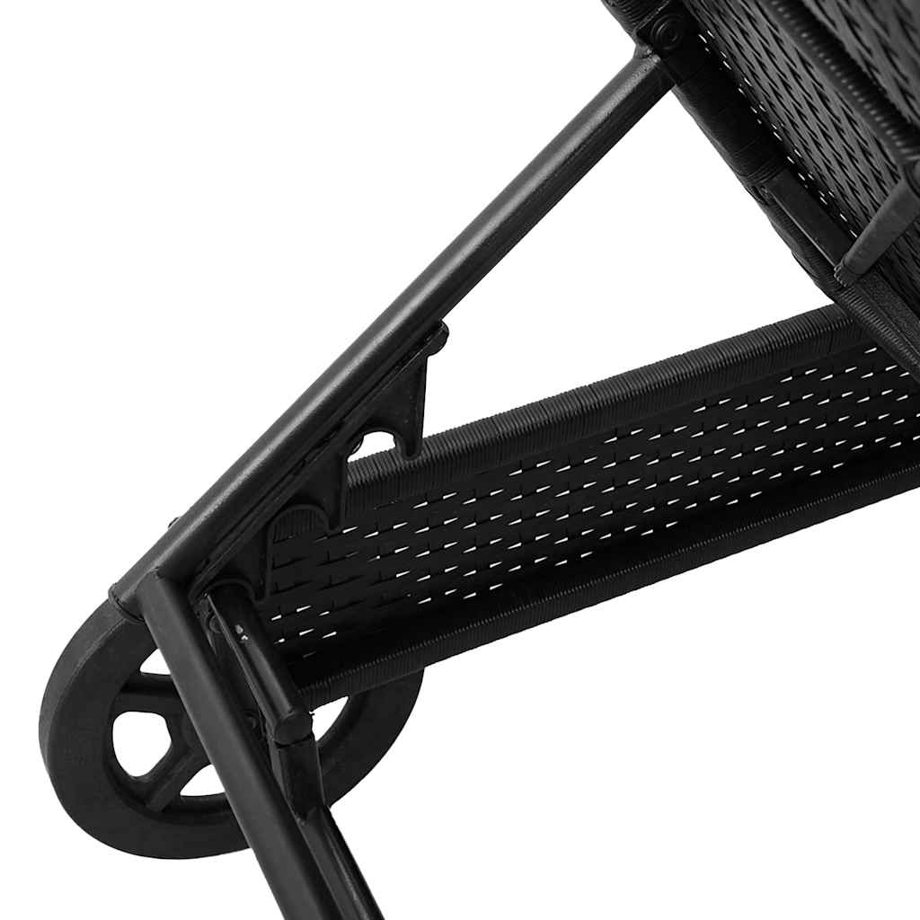 Ligbed met wielen en kussen poly rattan zwart is nu te koop bij PeponiXL, paradijselijk wonen!