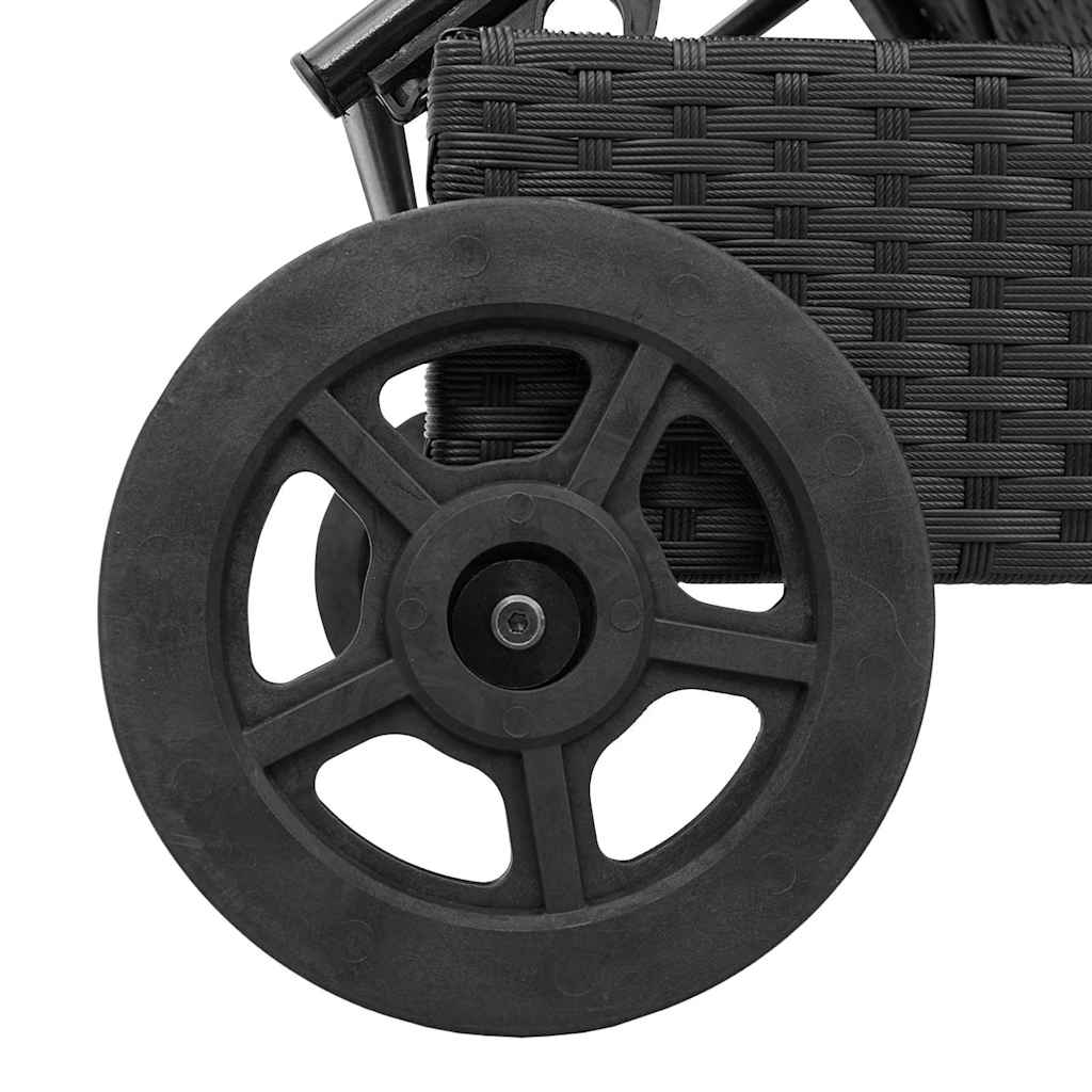 Ligbed met wielen en kussen poly rattan zwart is nu te koop bij PeponiXL, paradijselijk wonen!