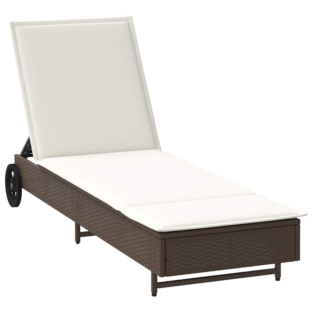 Ligbed met wielen en kussen poly rattan bruin is nu te koop bij PeponiXL, paradijselijk wonen!