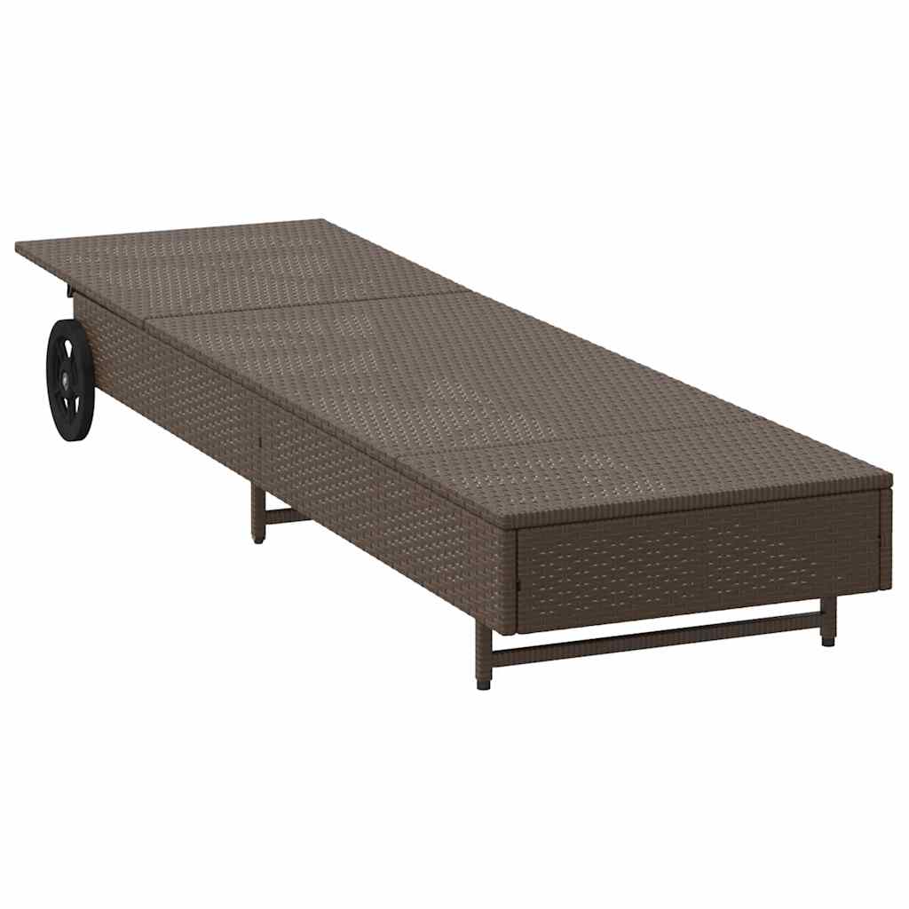 Ligbed met wielen en kussen poly rattan bruin is nu te koop bij PeponiXL, paradijselijk wonen!