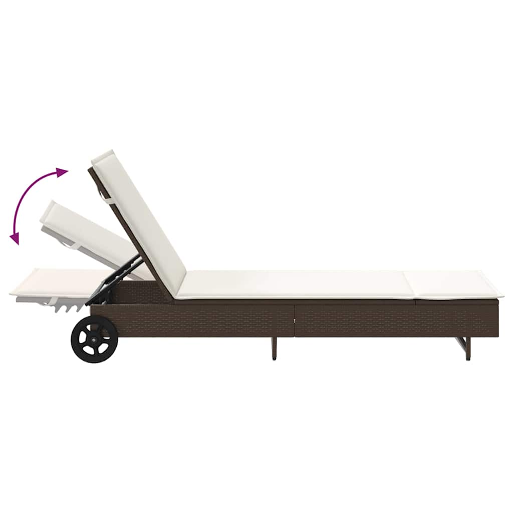 Ligbed met wielen en kussen poly rattan bruin is nu te koop bij PeponiXL, paradijselijk wonen!