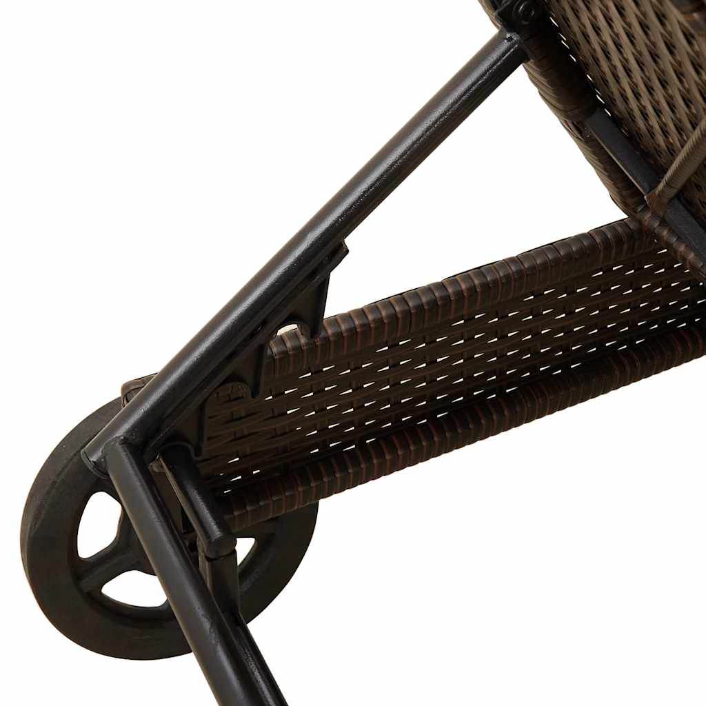 Ligbed met wielen en kussen poly rattan bruin is nu te koop bij PeponiXL, paradijselijk wonen!