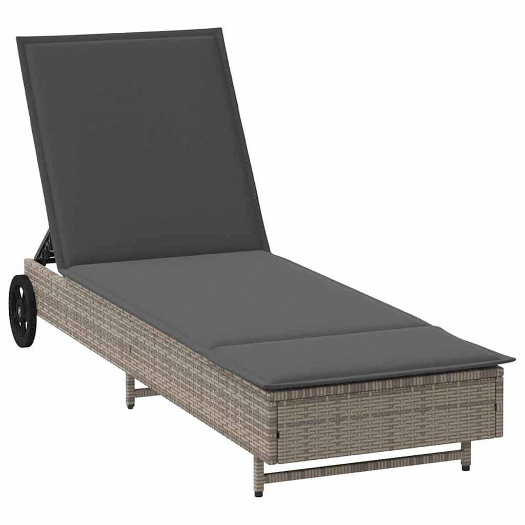 Ligbed met wielen en kussen poly rattan grijs is nu te koop bij PeponiXL, paradijselijk wonen!