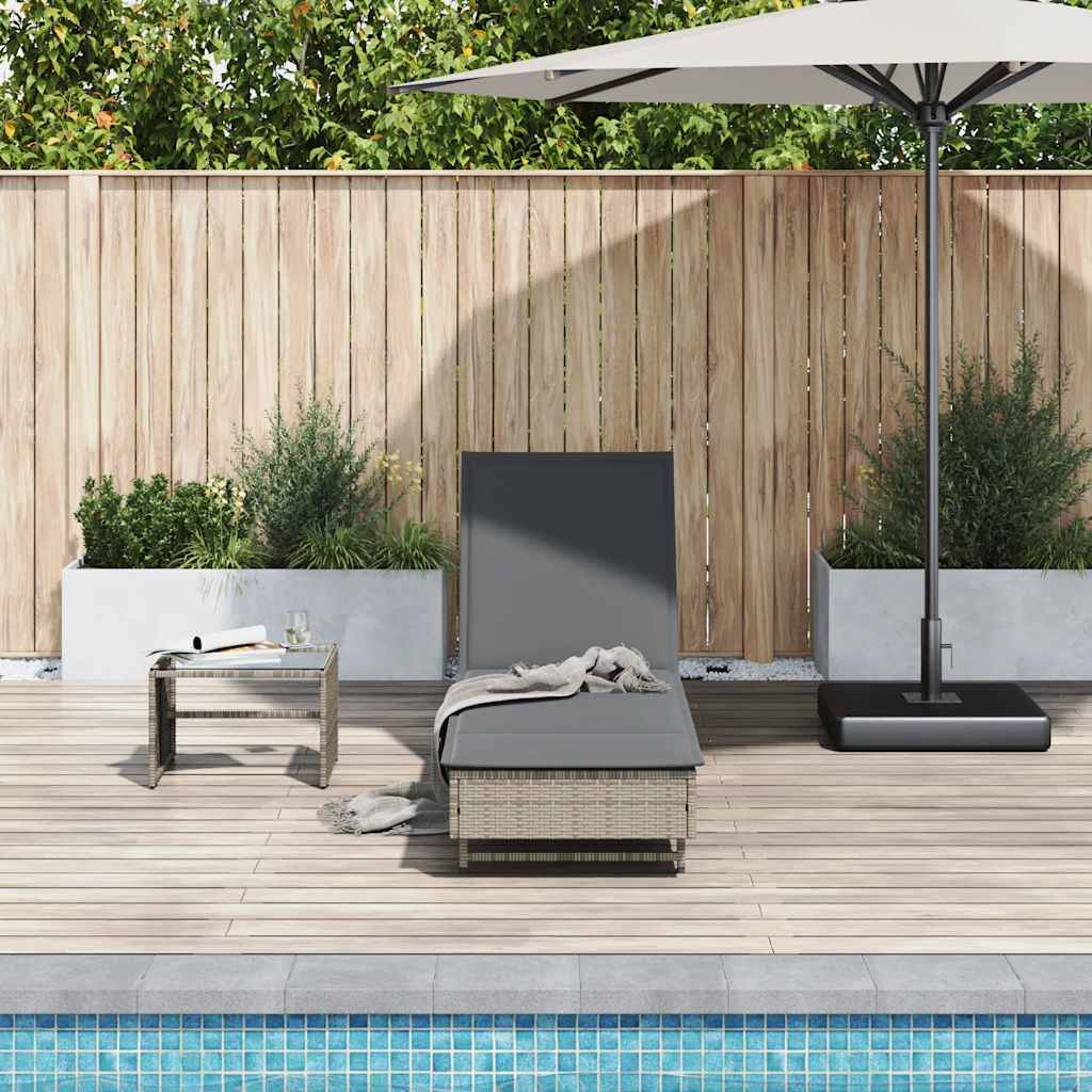 Ligbed met wielen en kussen poly rattan grijs is nu te koop bij PeponiXL, paradijselijk wonen!