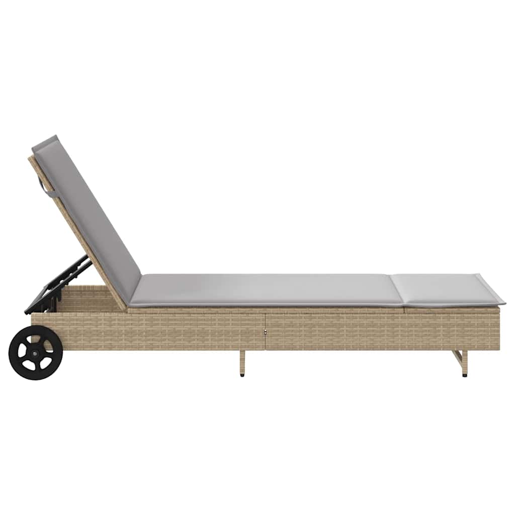 Ligbed met wielen en kussen poly rattan grijs is nu te koop bij PeponiXL, paradijselijk wonen!