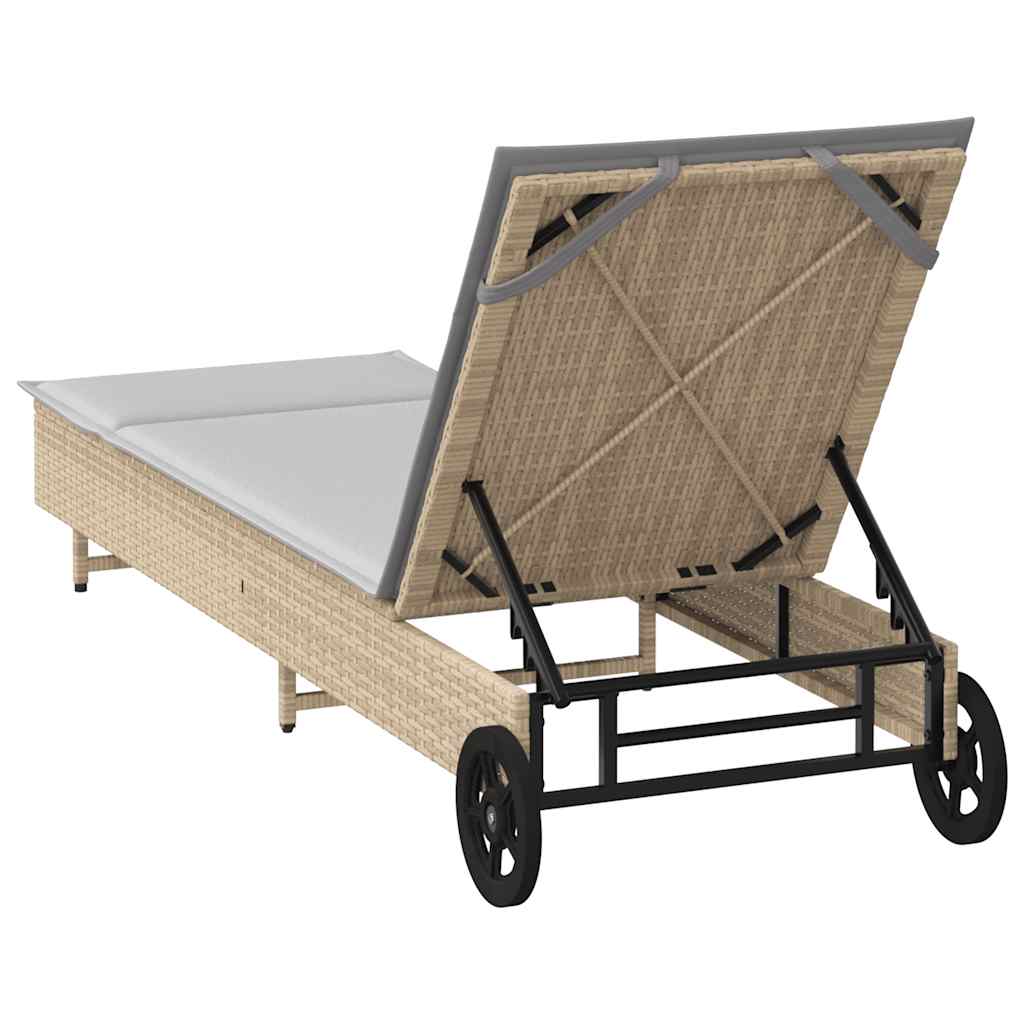 Ligbed met wielen en kussen poly rattan grijs is nu te koop bij PeponiXL, paradijselijk wonen!