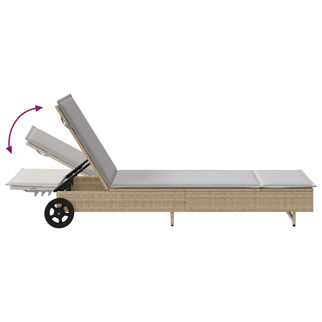 Ligbed met wielen en kussen poly rattan grijs is nu te koop bij PeponiXL, paradijselijk wonen!